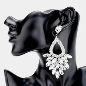 Elegant Marquise Clear Crystal Cluster Chandelier Pageant Earrings  / Prom Earrings | 478090