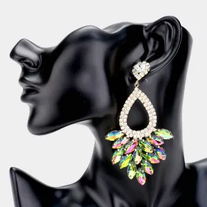 Elegant Marquise Multi-Color Crystal Cluster Chandelier Pageant Earrings  / Prom Earrings | 533157
