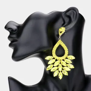 Elegant Marquise Yellow Crystal Cluster Chandelier Pageant Earrings  / Prom Earrings | 548471