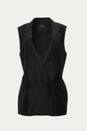 EMBELLISHED LINEN-BLEND VEST