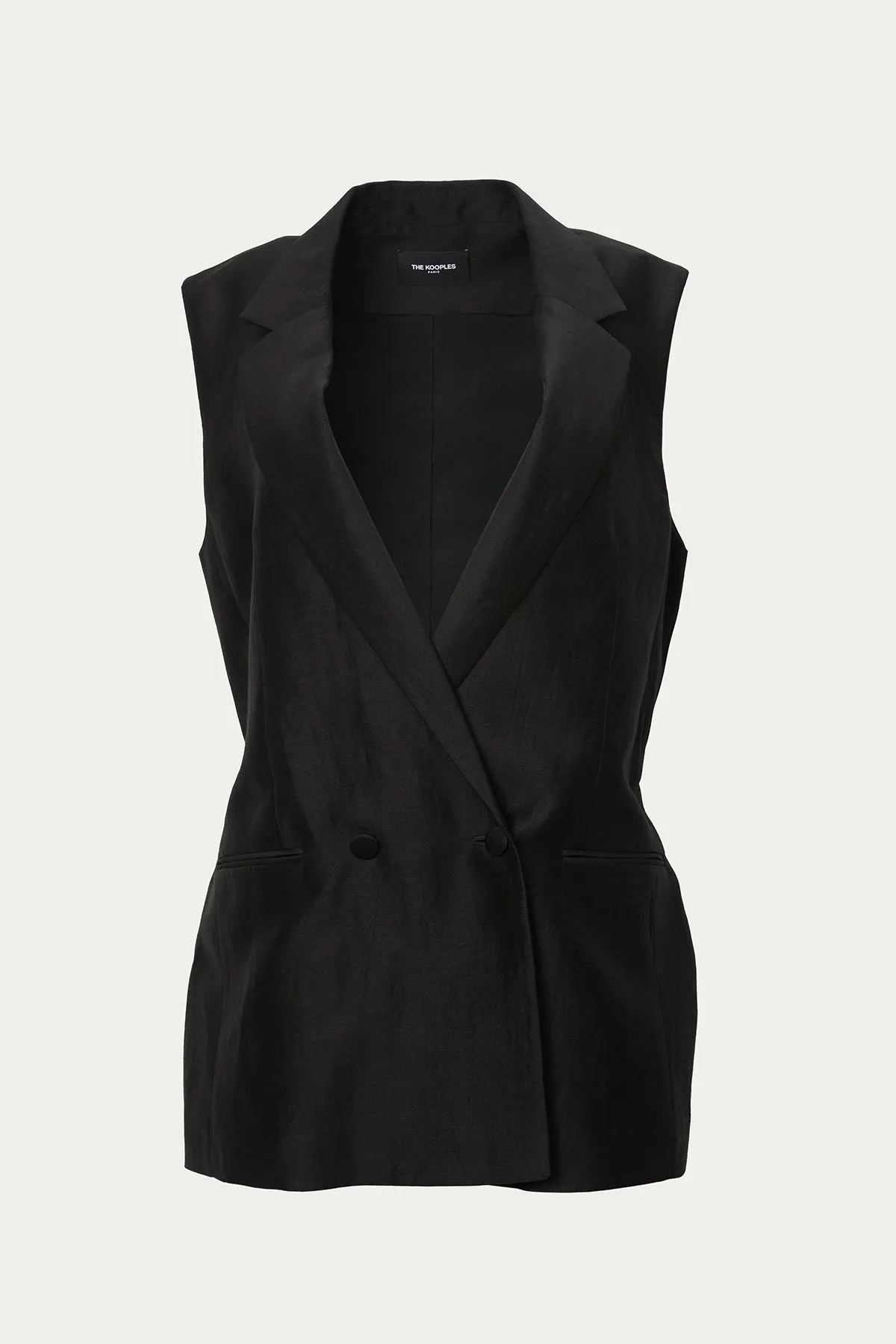 EMBELLISHED LINEN-BLEND VEST