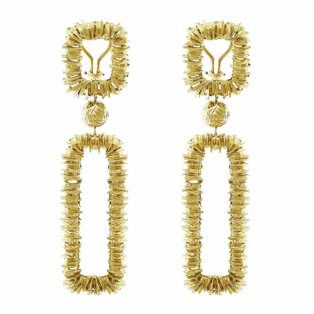 Estate Tiffany & Co. 18kt Yellow Gold Rectangular Chandelier Earrings