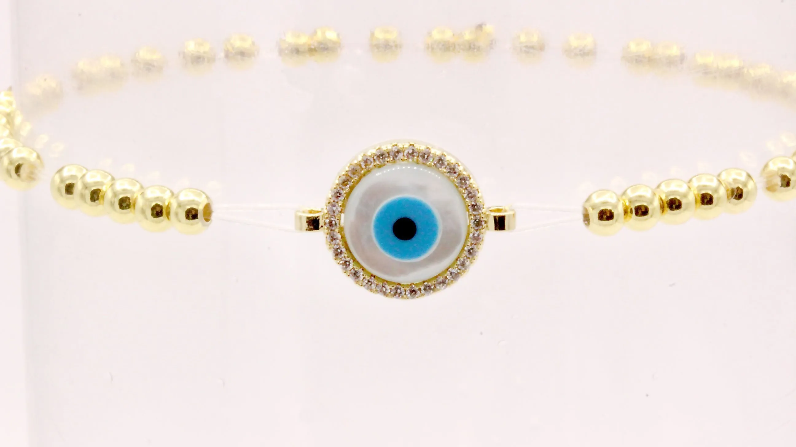 Evil Eye Brass Circle Charm Bracelet Men Women
