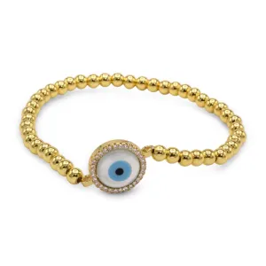 Evil Eye Brass Circle Charm Bracelet Men Women