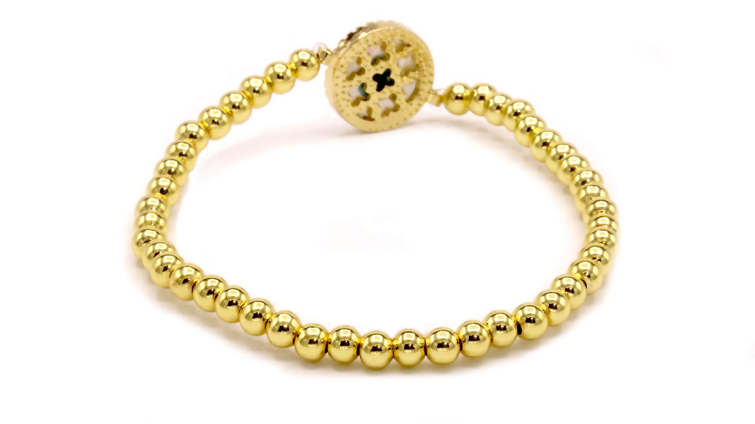 Evil Eye Brass Circle Charm Bracelet Men Women