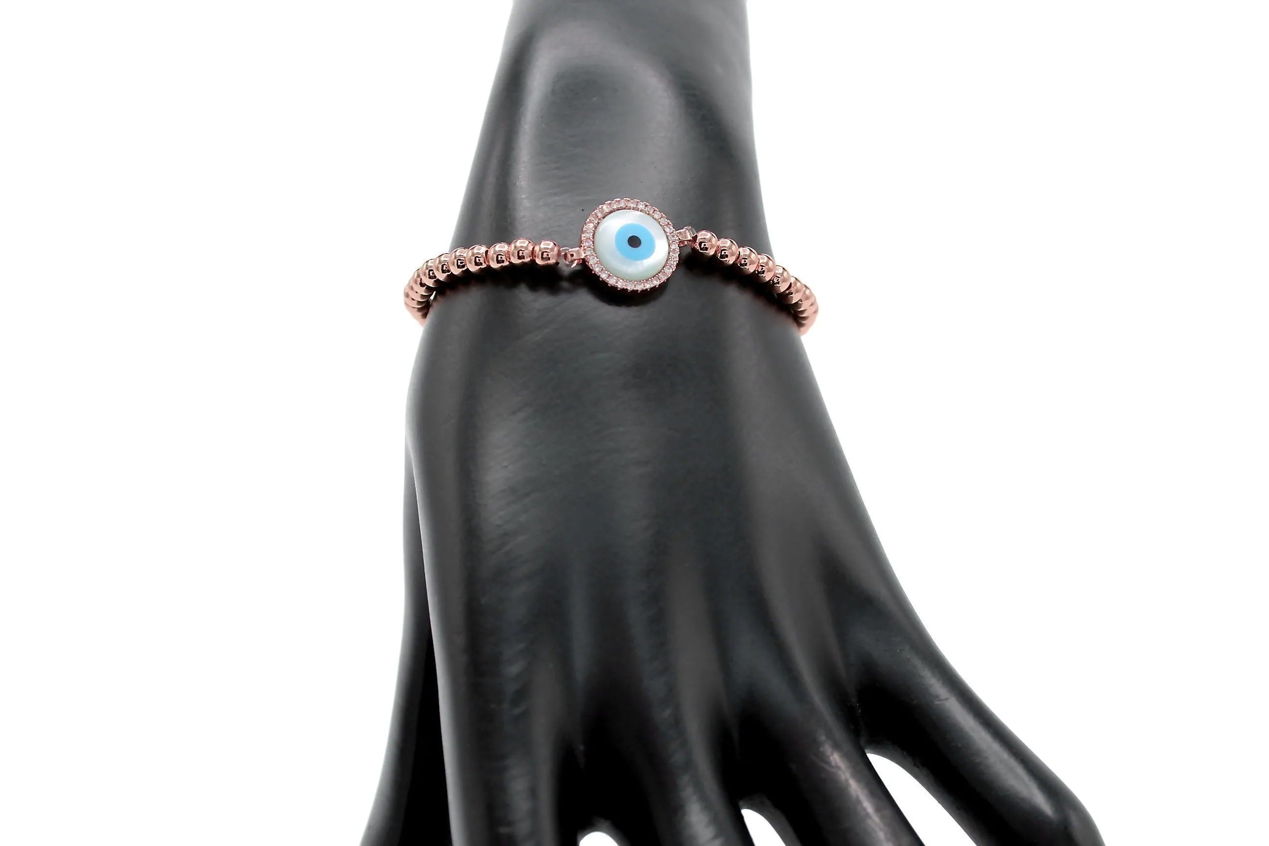 Evil Eye Brass Circle Charm Bracelet Men Women