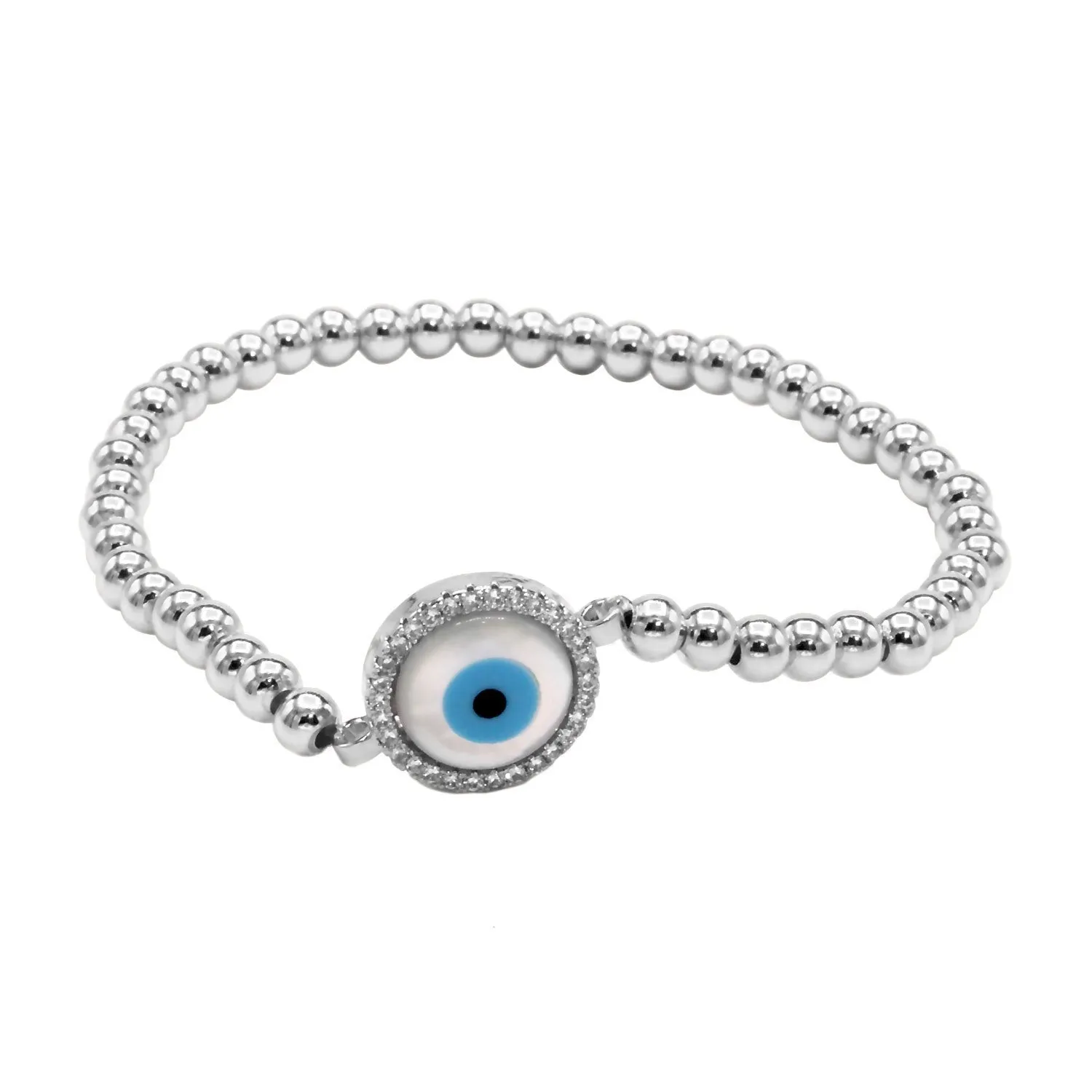 Evil Eye Brass Circle Charm Bracelet Men Women