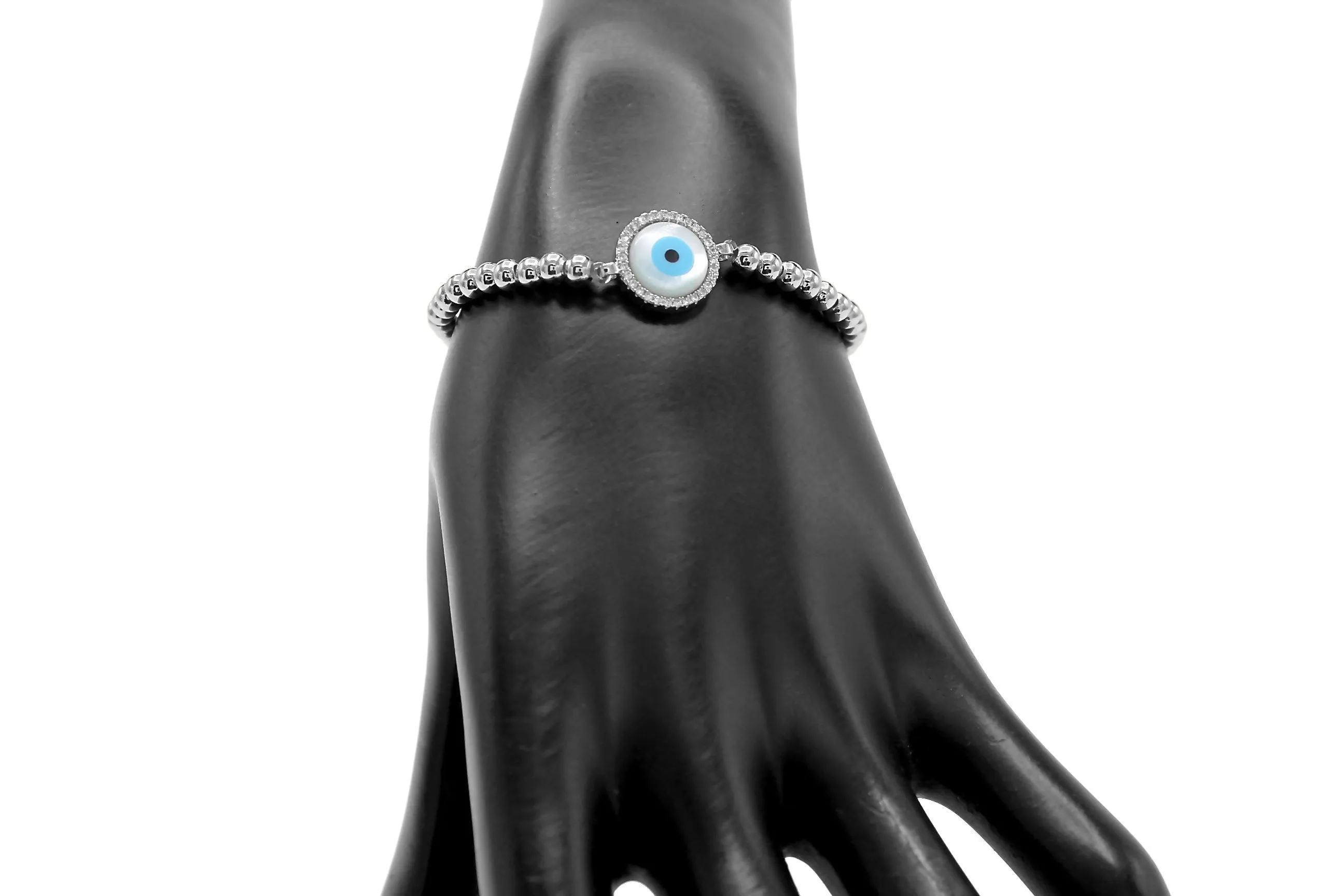 Evil Eye Brass Circle Charm Bracelet Men Women