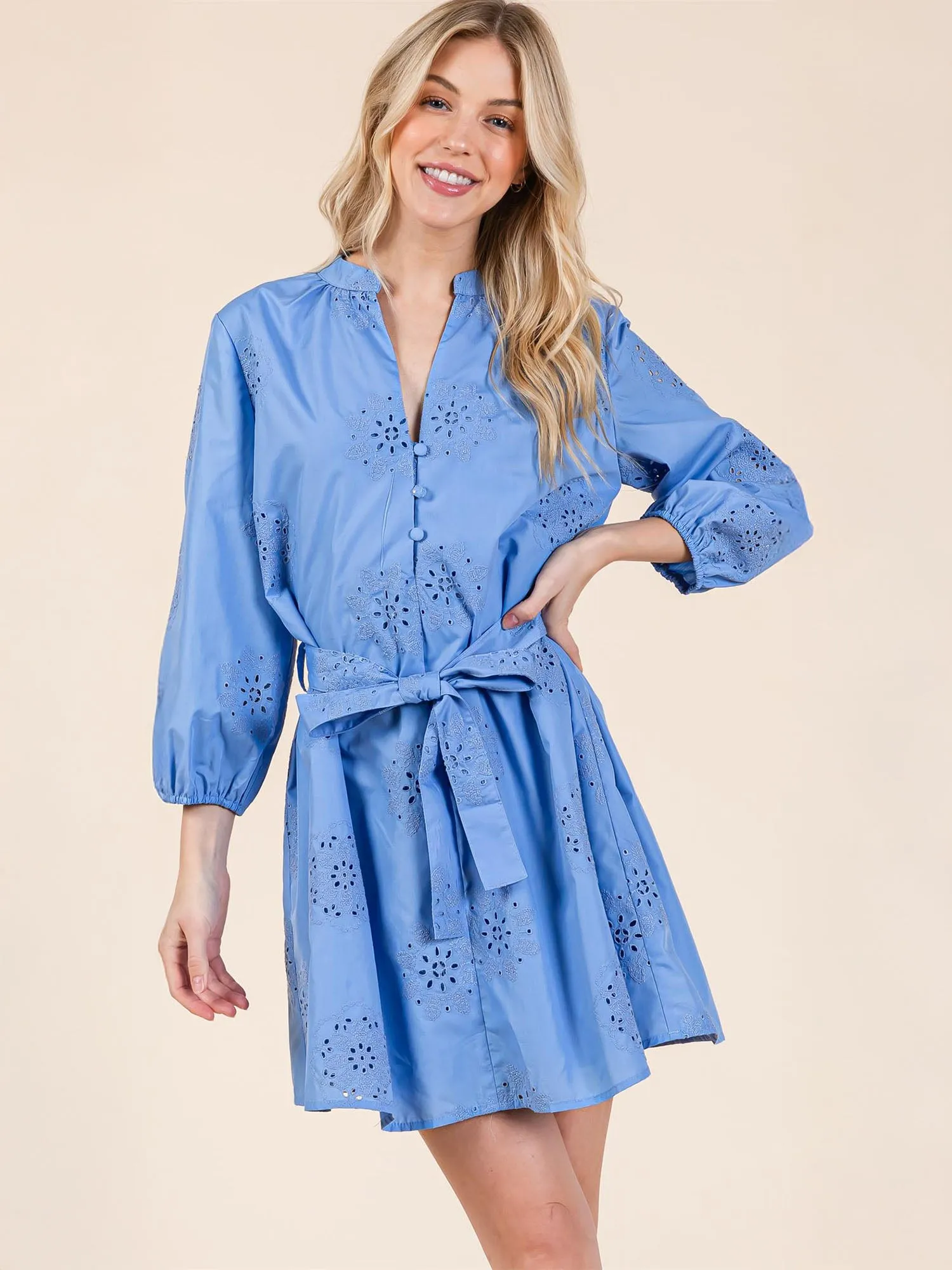 Eyelet Shirt Mini Sun Dress