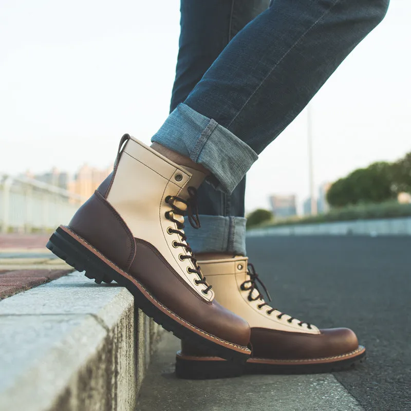 Fashion Motorcycle Genuine Leather Men Ankle Boots