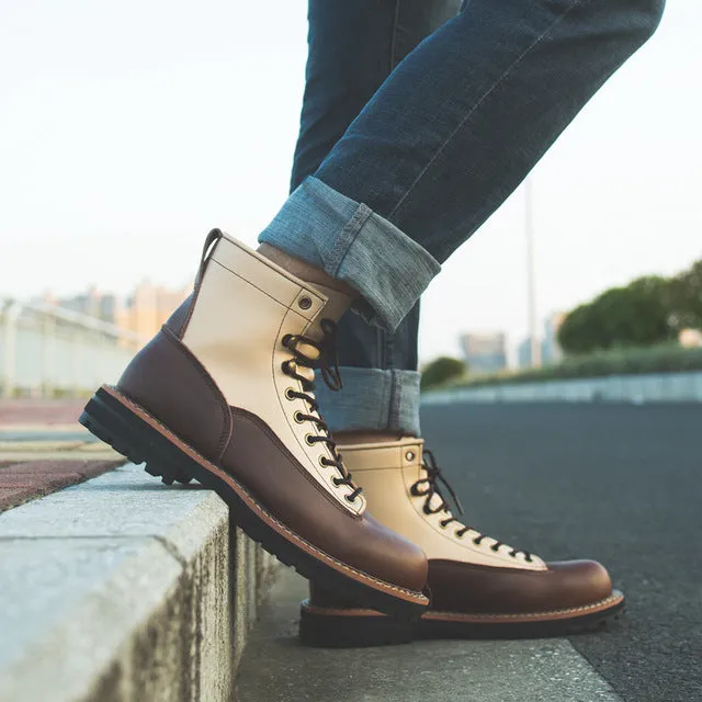 Fashion Motorcycle Genuine Leather Men Ankle Boots