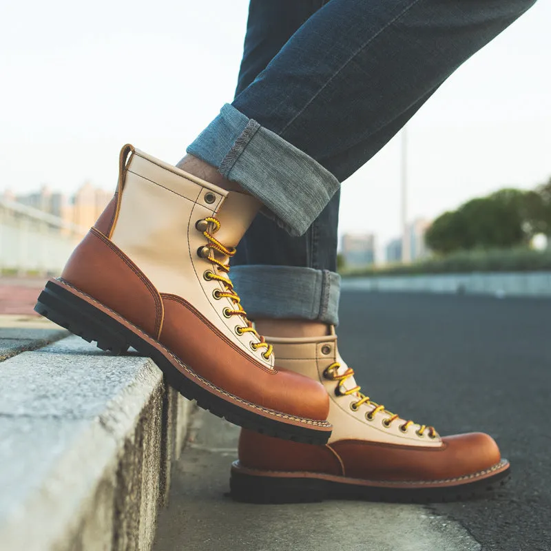 Fashion Motorcycle Genuine Leather Men Ankle Boots