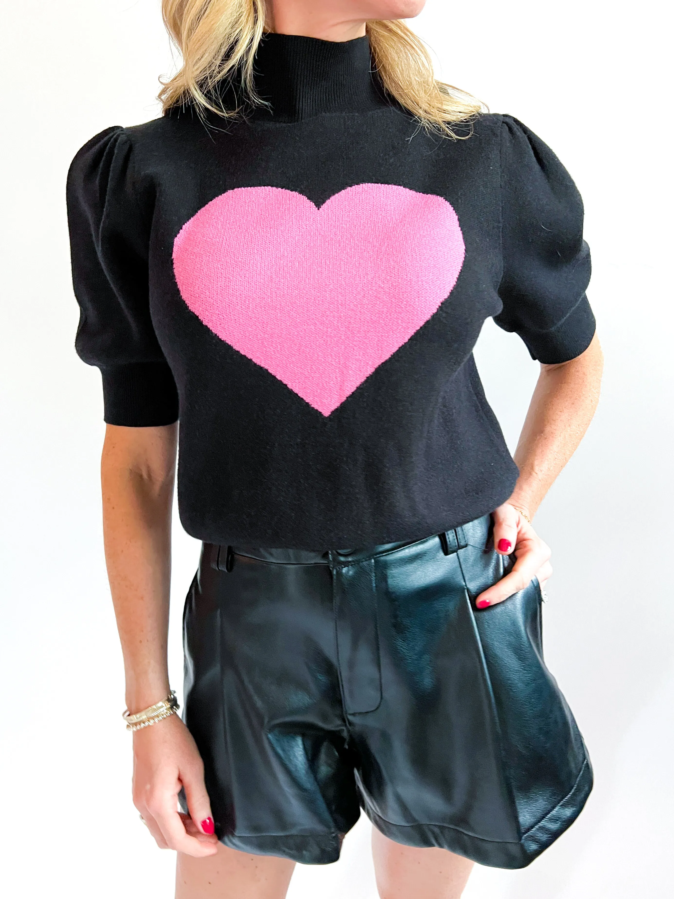 Faux Leather Pintuck Short