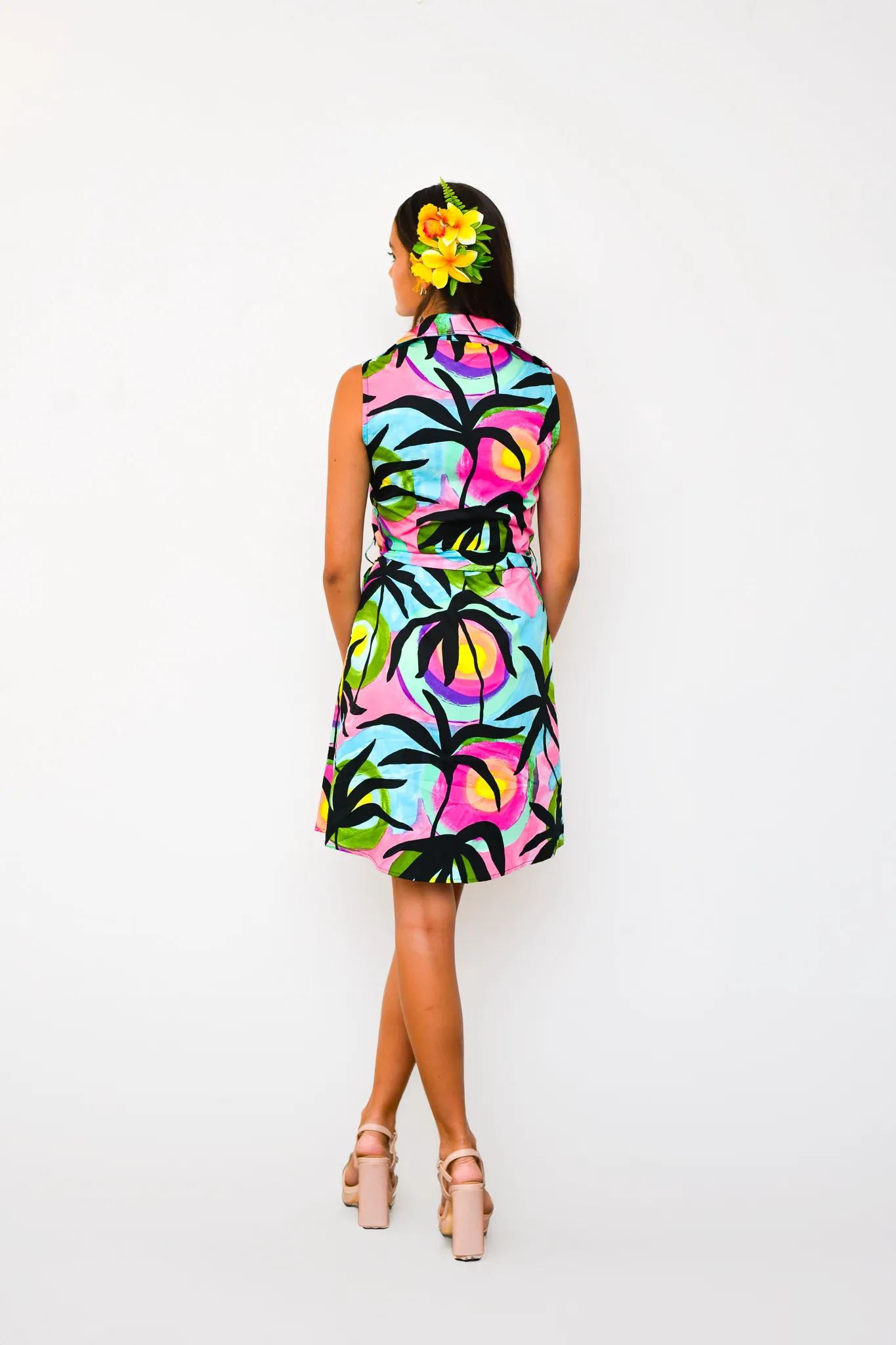 Fiji Sunsets - Sleeveless Shirt Dress