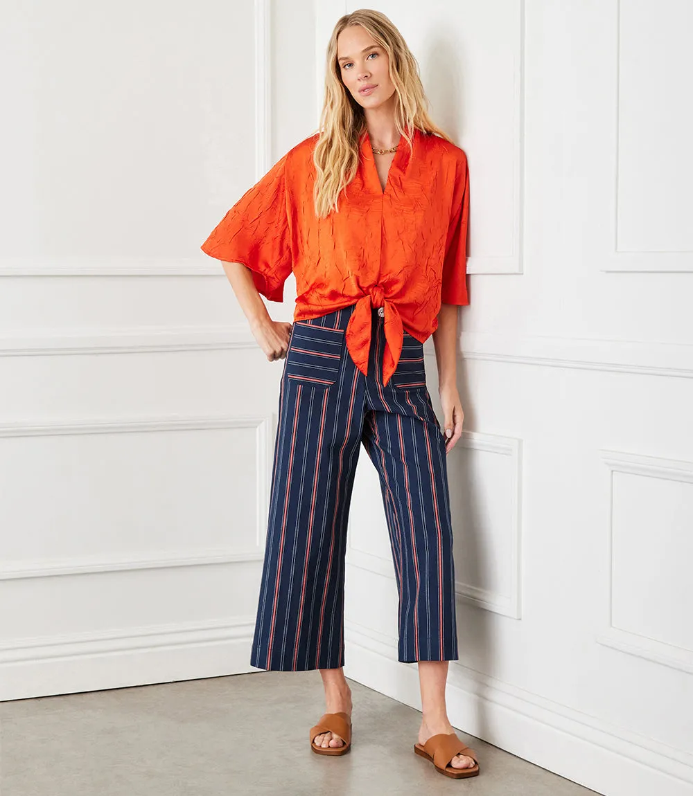 Flare Sleeve Tie Front Top