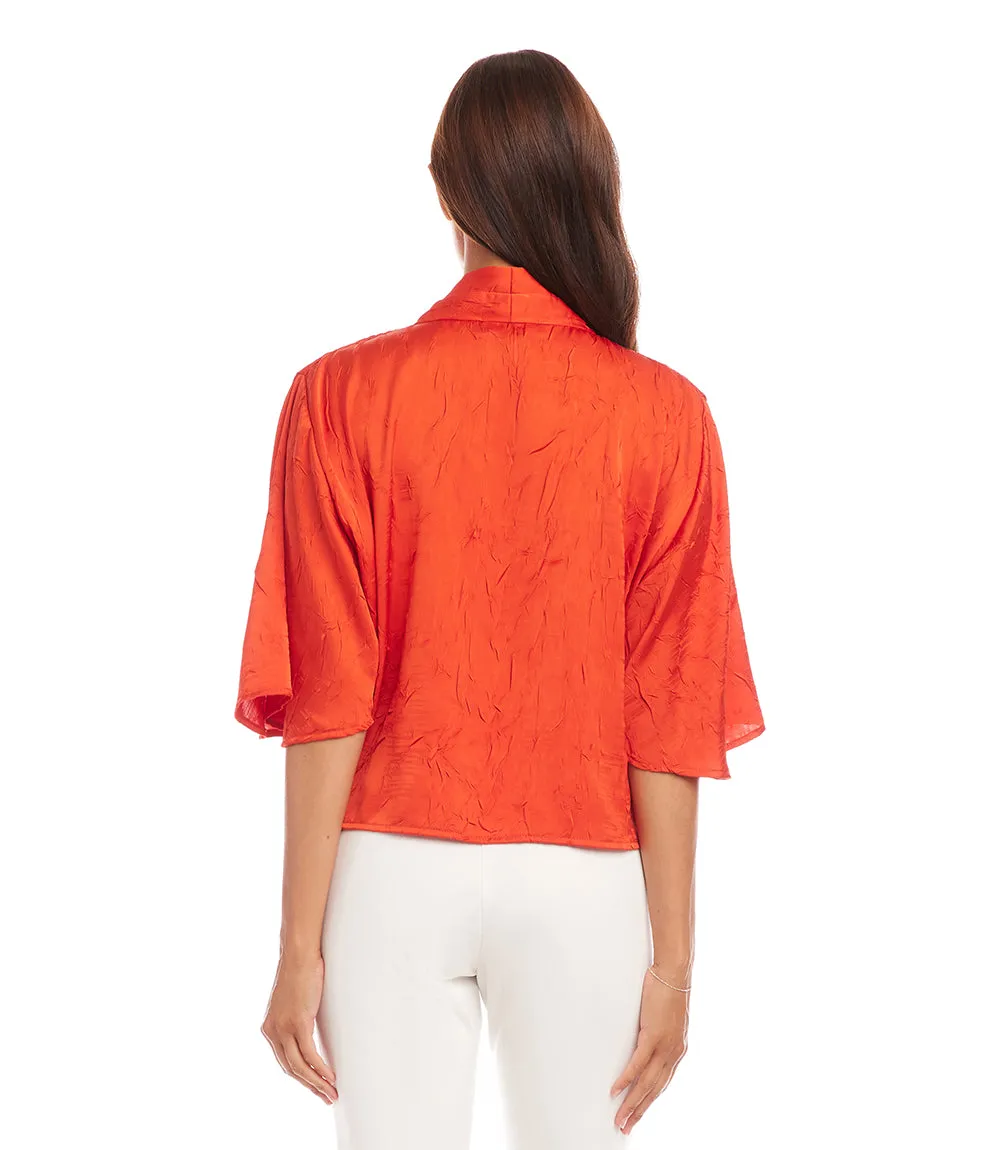 Flare Sleeve Tie Front Top