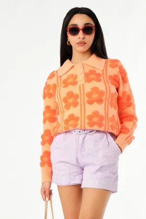 Floral Applique High Waisted Shorts