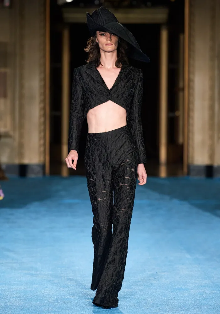 Floral Brocade Flare Trouser