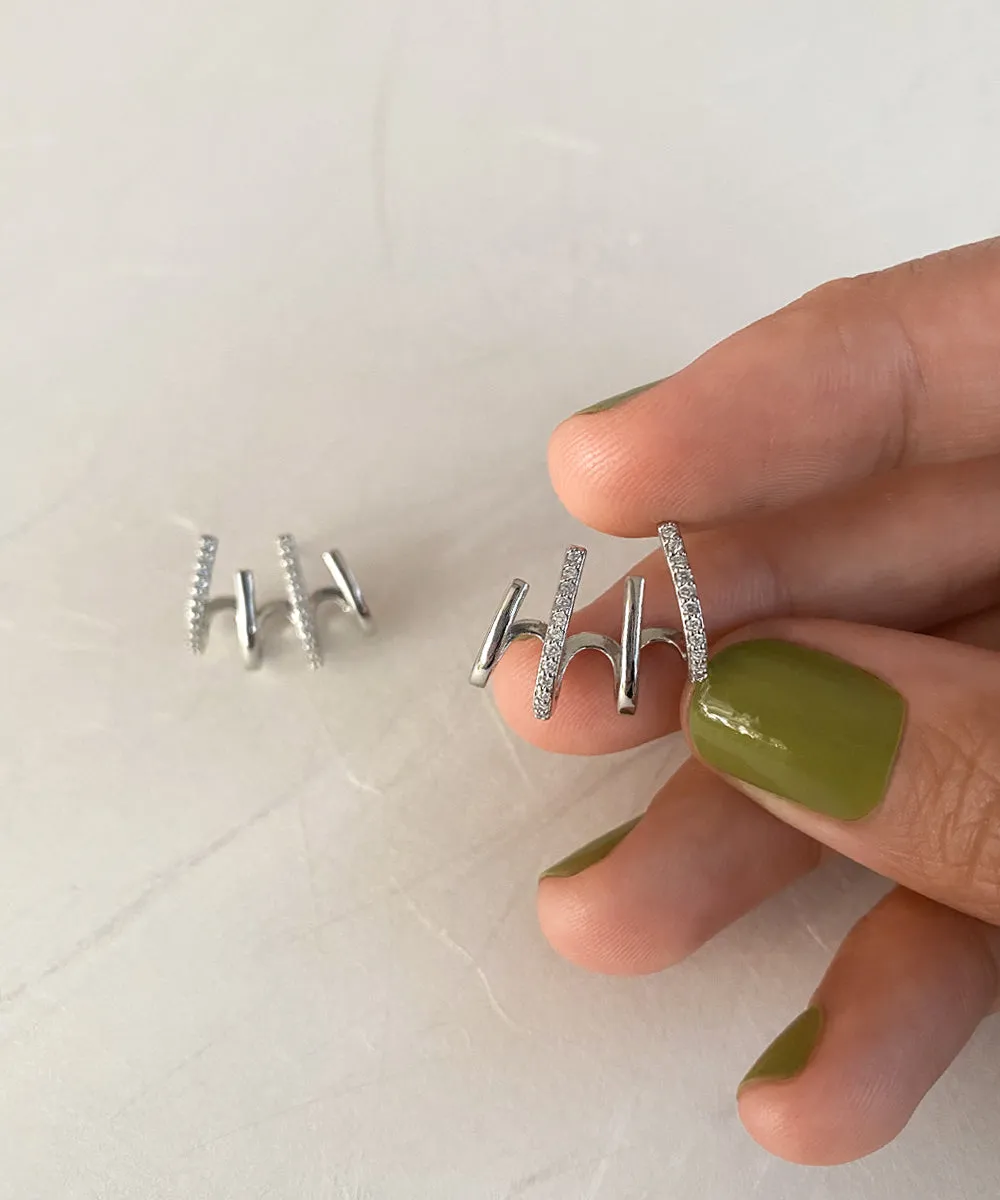 FOUR Claw Earrings in Silver