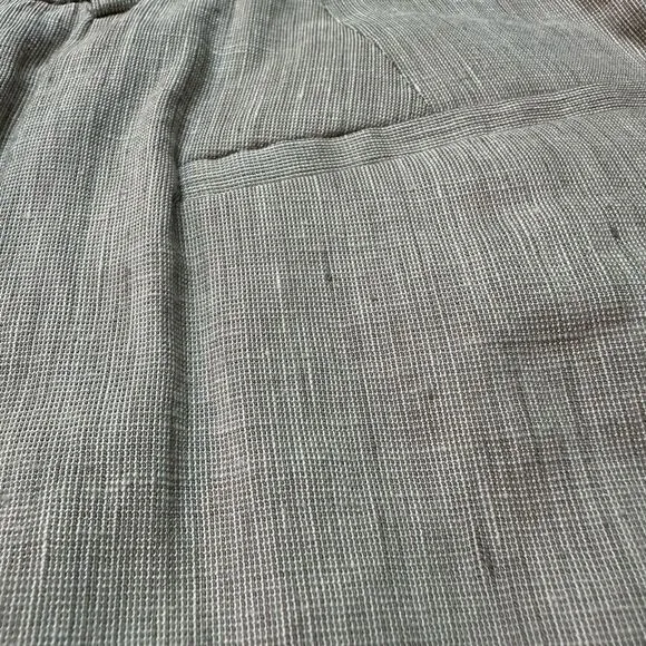 FRAME Pleated Linen-Blend Cuffed Shorts Khaki Size 4