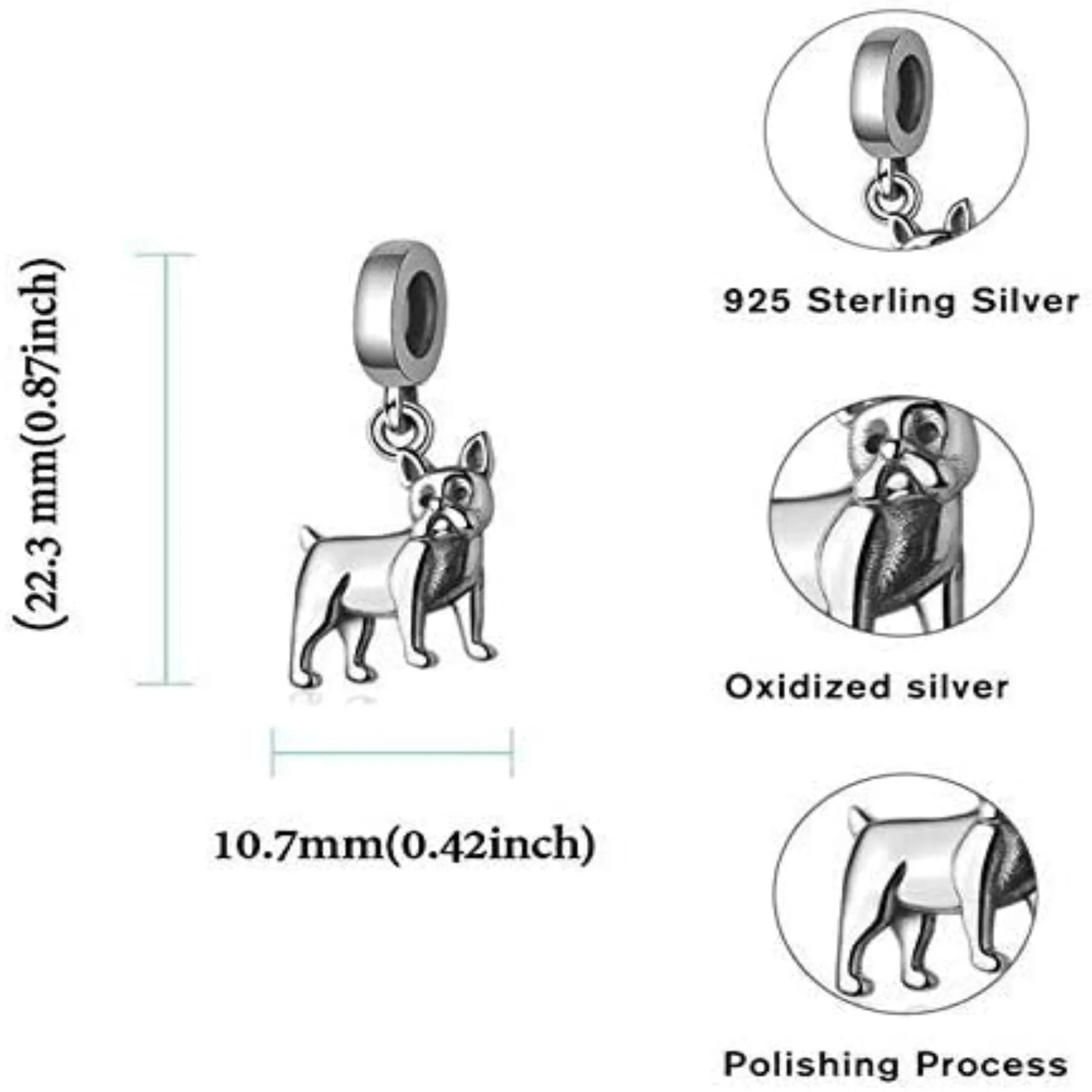 French Bulldog Bull Dog Dangle Pendant Charm