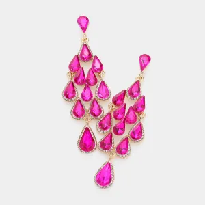 Fuchsia Crystal Chandelier Earrings Made of Teardrops  | Prom Earrings| Pageant Earrings |593230