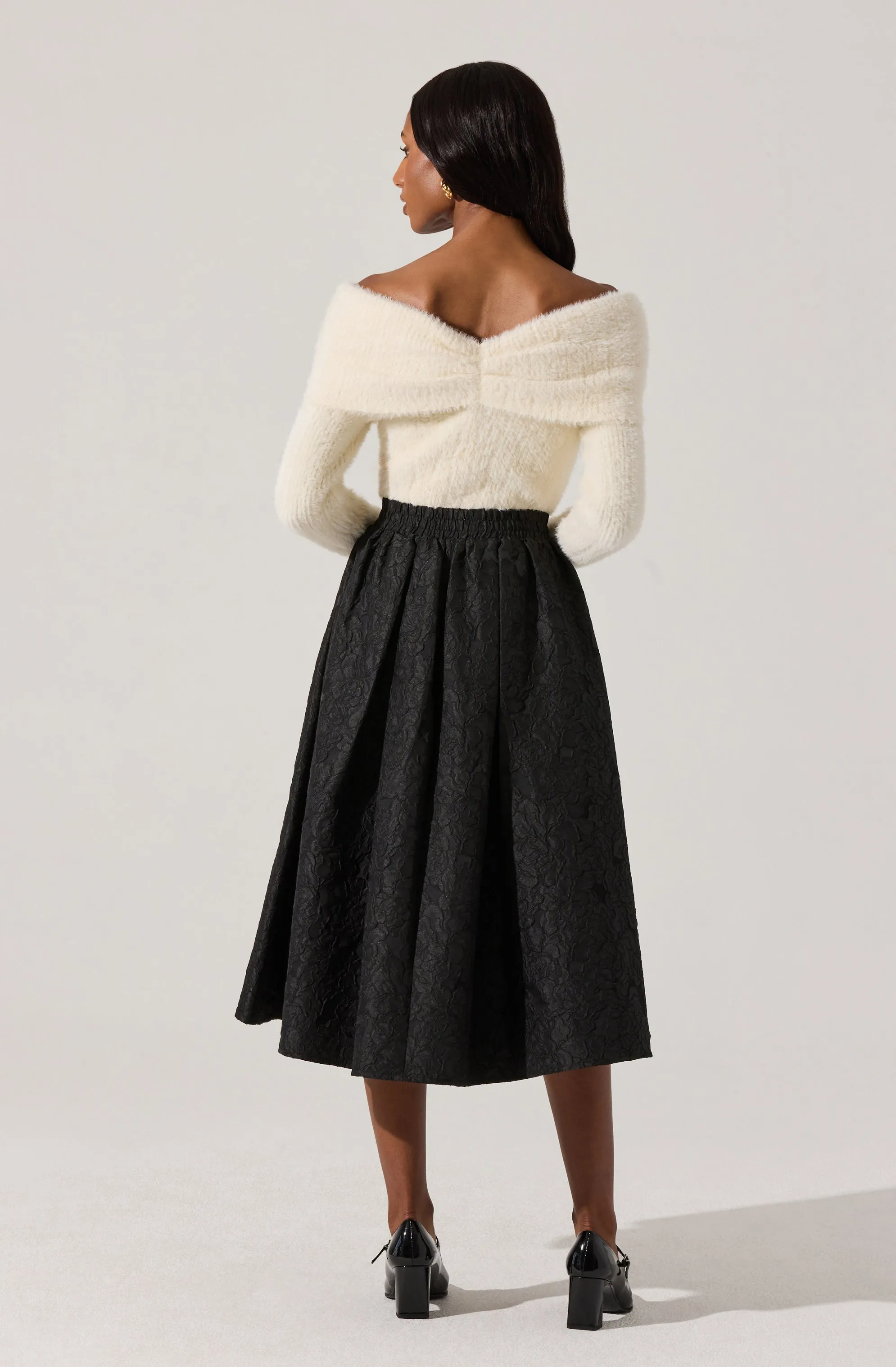 Fuzzy Knit Off Shoulder Sweater