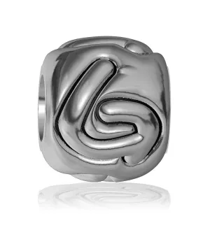 G - Bead, Single Alphabet Initial Letter for Name Bracelet, Capital, Uppercase G Charm Bracelet Bead, Embossed, Complete Alphabet and Numbers Available, Solid Sterling Silver