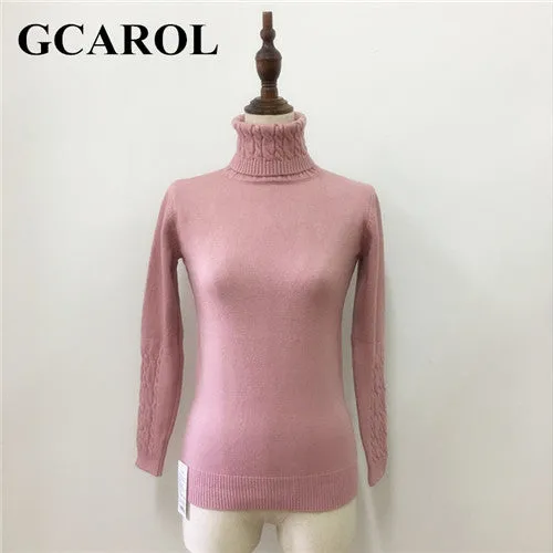 GCAROL New Arrival Women Turtlneck Sweater Twist Stretch Knitted Pullover Autumn Winter Thick Basic Knit Tops With 6 Colors