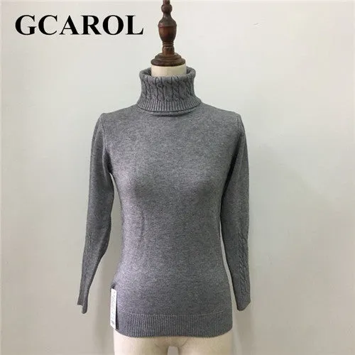 GCAROL New Arrival Women Turtlneck Sweater Twist Stretch Knitted Pullover Autumn Winter Thick Basic Knit Tops With 6 Colors