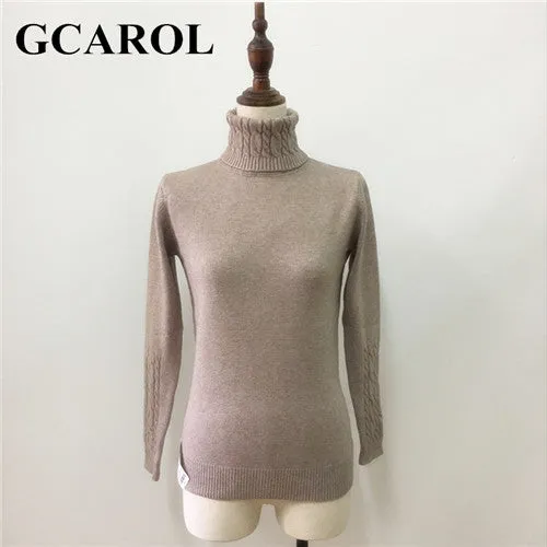 GCAROL New Arrival Women Turtlneck Sweater Twist Stretch Knitted Pullover Autumn Winter Thick Basic Knit Tops With 6 Colors
