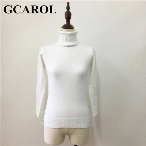 GCAROL New Arrival Women Turtlneck Sweater Twist Stretch Knitted Pullover Autumn Winter Thick Basic Knit Tops With 6 Colors