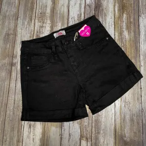 Girls Rolled Cuff Black Short