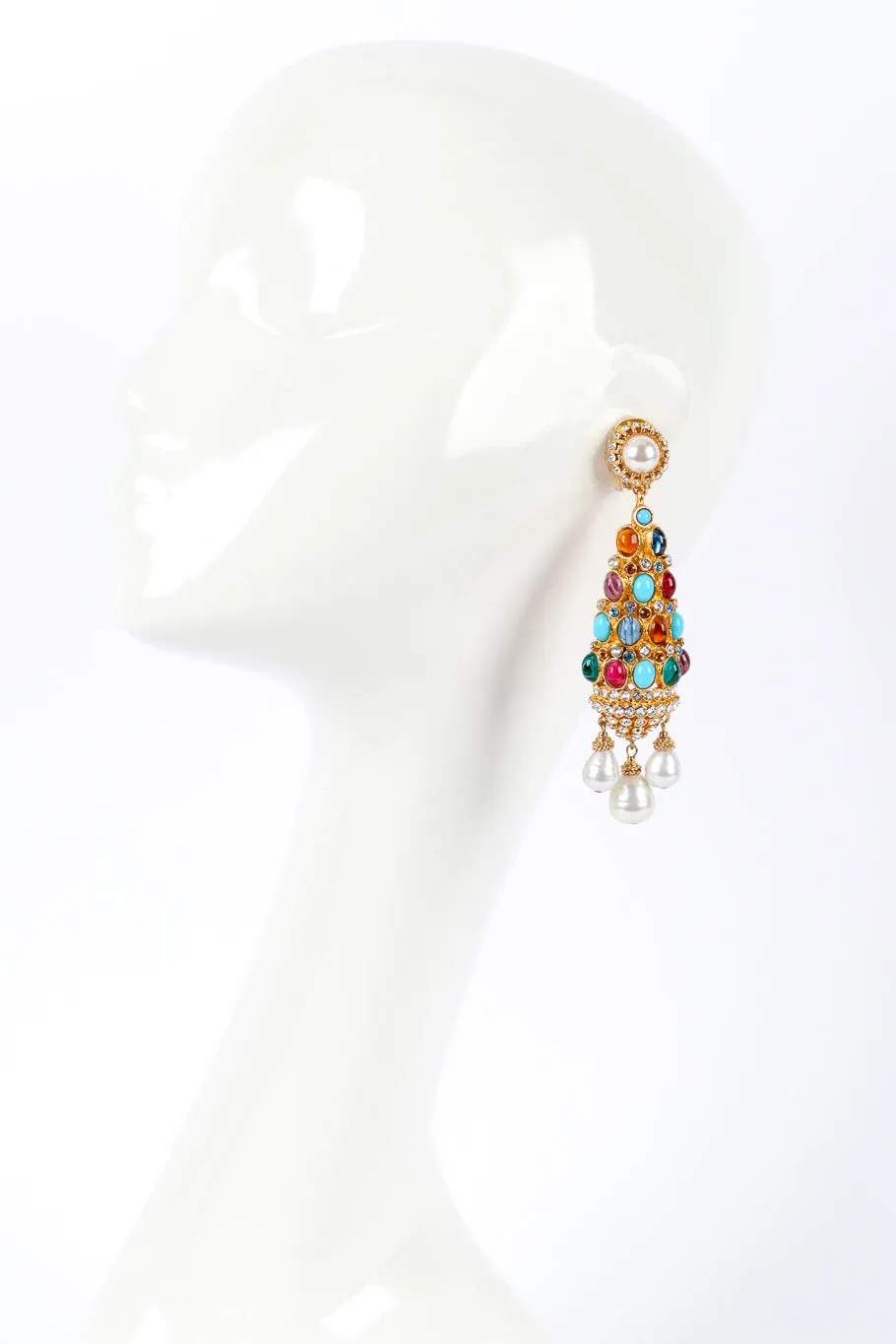 Glass Stone Chandelier Drop Earrings