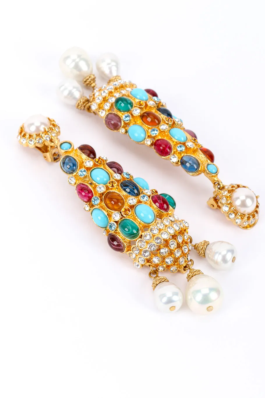 Glass Stone Chandelier Drop Earrings