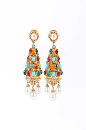 Glass Stone Chandelier Drop Earrings