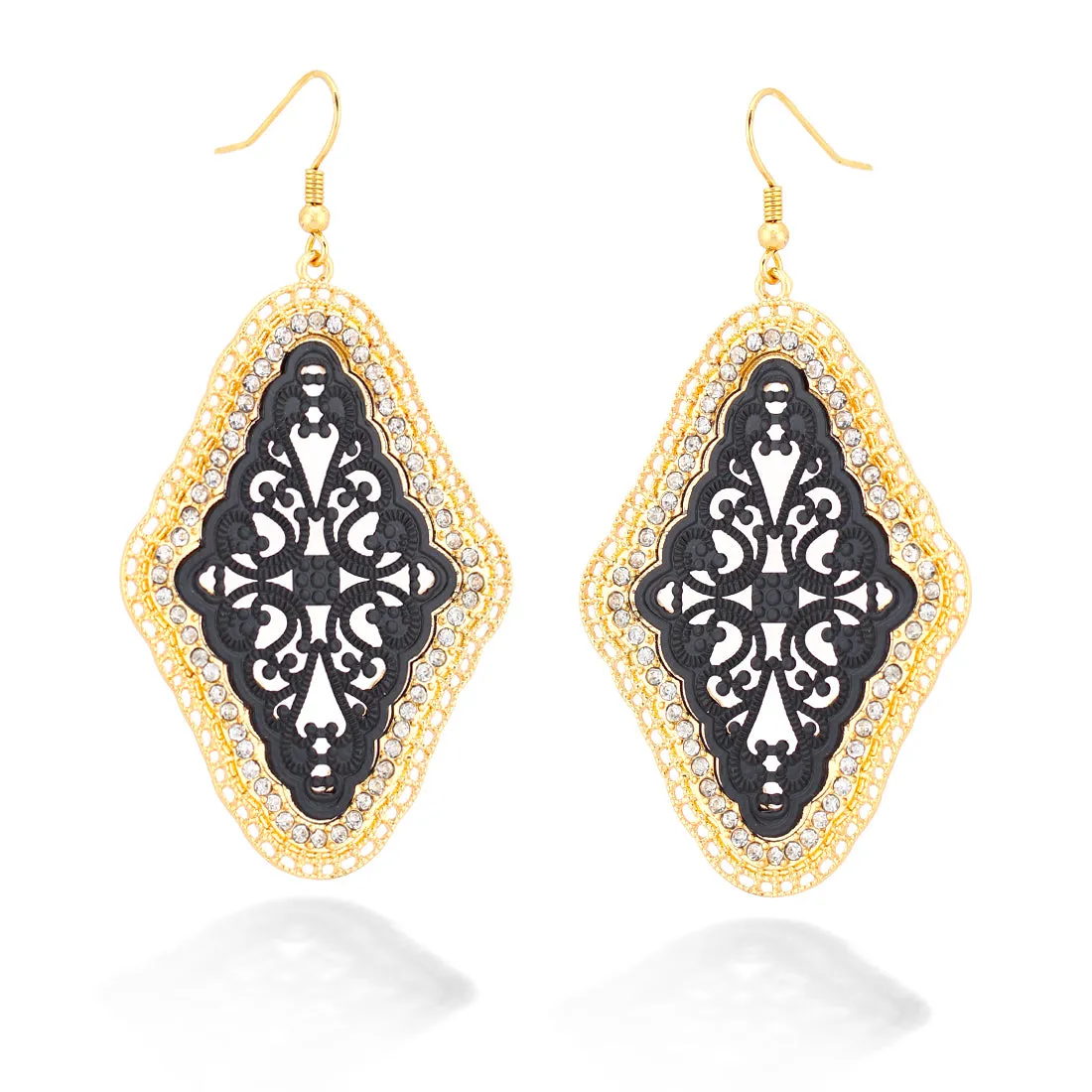 GOLD-BLACK SANGRIKA PARCH EARRINGS  #SQ62 (AD15)