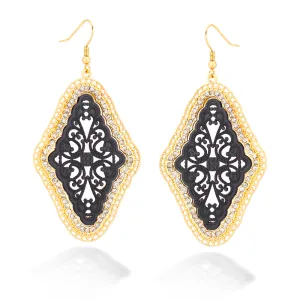 GOLD-BLACK SANGRIKA PARCH EARRINGS  #SQ62 (AD15)