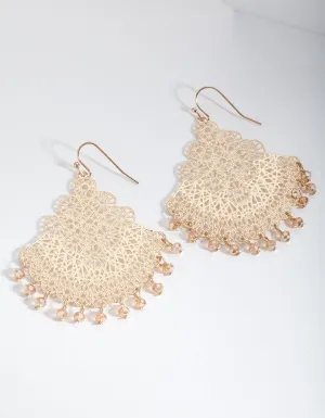Gold Filigree Chandelier Fan Drop Earrings