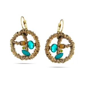 GOLD GREEN TURQUOISE DROP EARRINGS #217GN3101 (1C9/1A14)