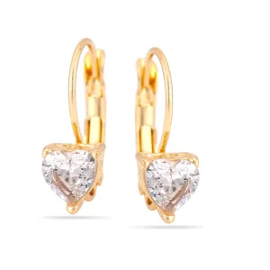 GOLD HEART CRYSTAL DROP EARRINGS #SQ787-E7715GX-HG (AA17)