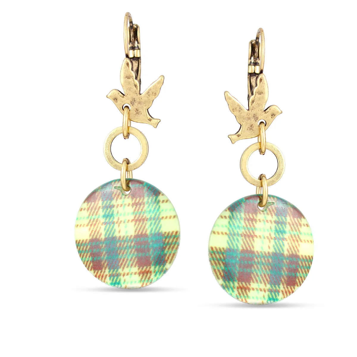 GOLD MOTHER OF PEARL DISK EARRING #221GN3401 (1B4)