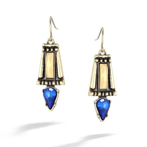 GOLD MULTI CREAM AND BLUE OXIDE EARRING  #FW1404360 (SB16)