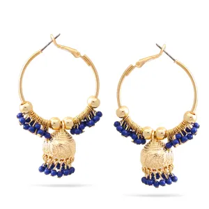 GOLD NAVY BEADS DOGRA JHUMKA CHANDELIER EARRINGS #SQ313-76-3