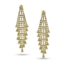 GOLD RHINESTONE CRYSTAL CHANDELIER EARRINGS #SQ6043G (GE16)