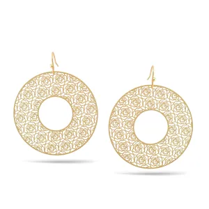 GOLD ROUND FLOWER POST EARRINGS #SWKK-11254GLD