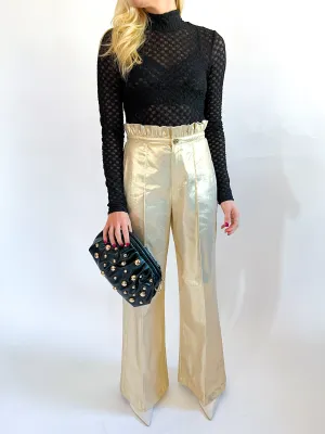 Gold Ruffle Flare Pants