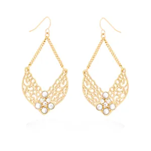 GOLD-TONE FILIGREE CRYSTAL EARRINGS  #FW1403740 (IE23)