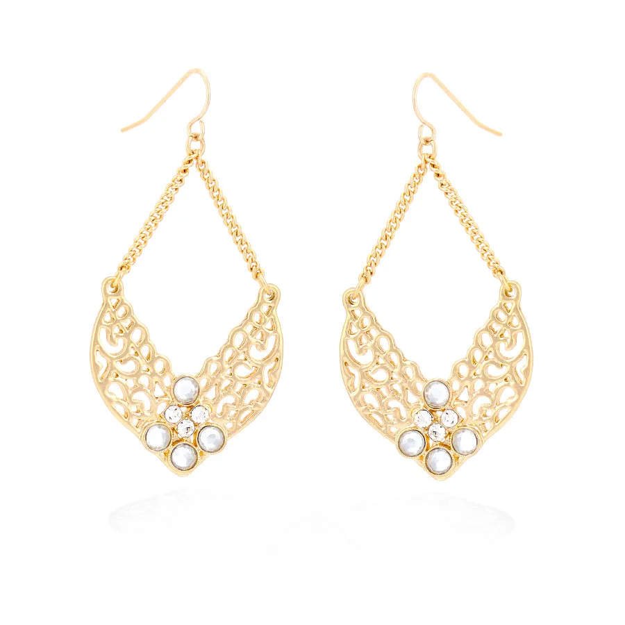 GOLD-TONE FILIGREE CRYSTAL EARRINGS  #FW1403740 (IE23)