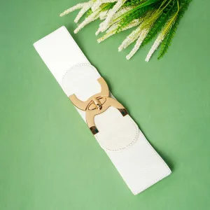 Golden End Textured White Belt